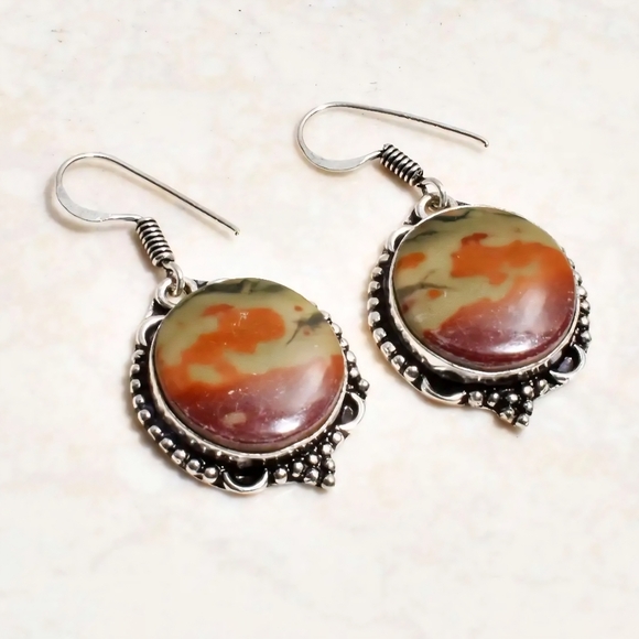 Norina Jasper Handmade Drop Dangle Earrings Jewelry 1.6\